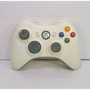 Microsoft Xbox 360 Wired Controller White OEM Genuine Tested Works Discolored